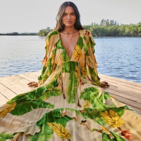 NWT Farm Rio Fresh Banana Maxi Dress - Picture 4 of 17